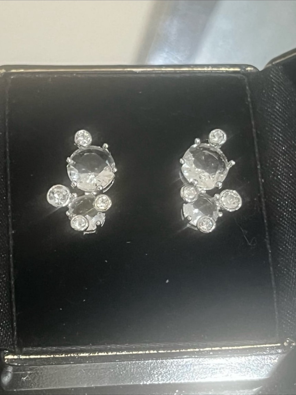 Droplets earrings rhodium finish on silver new